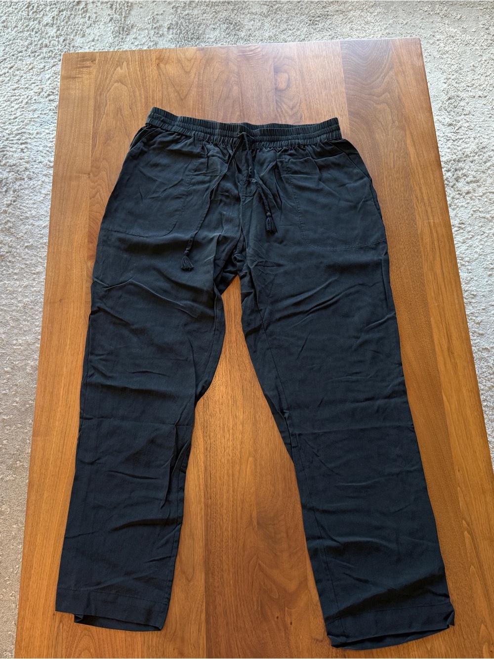 Joie 100% Silk Black Drawstring Joggers Pants Size S